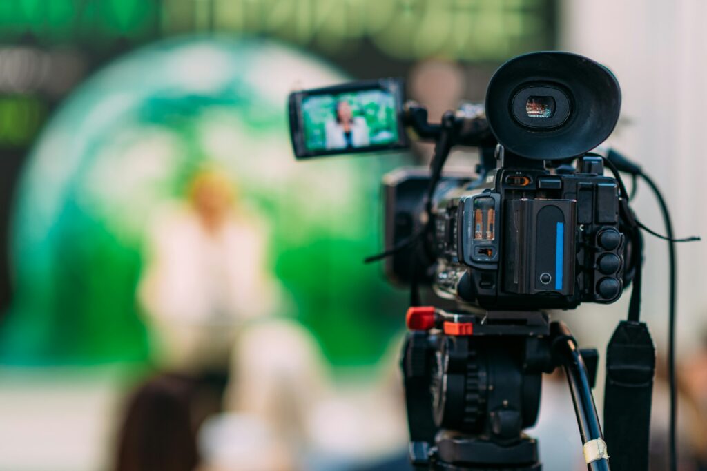 TV Camera at a Green Energy Public Media Event